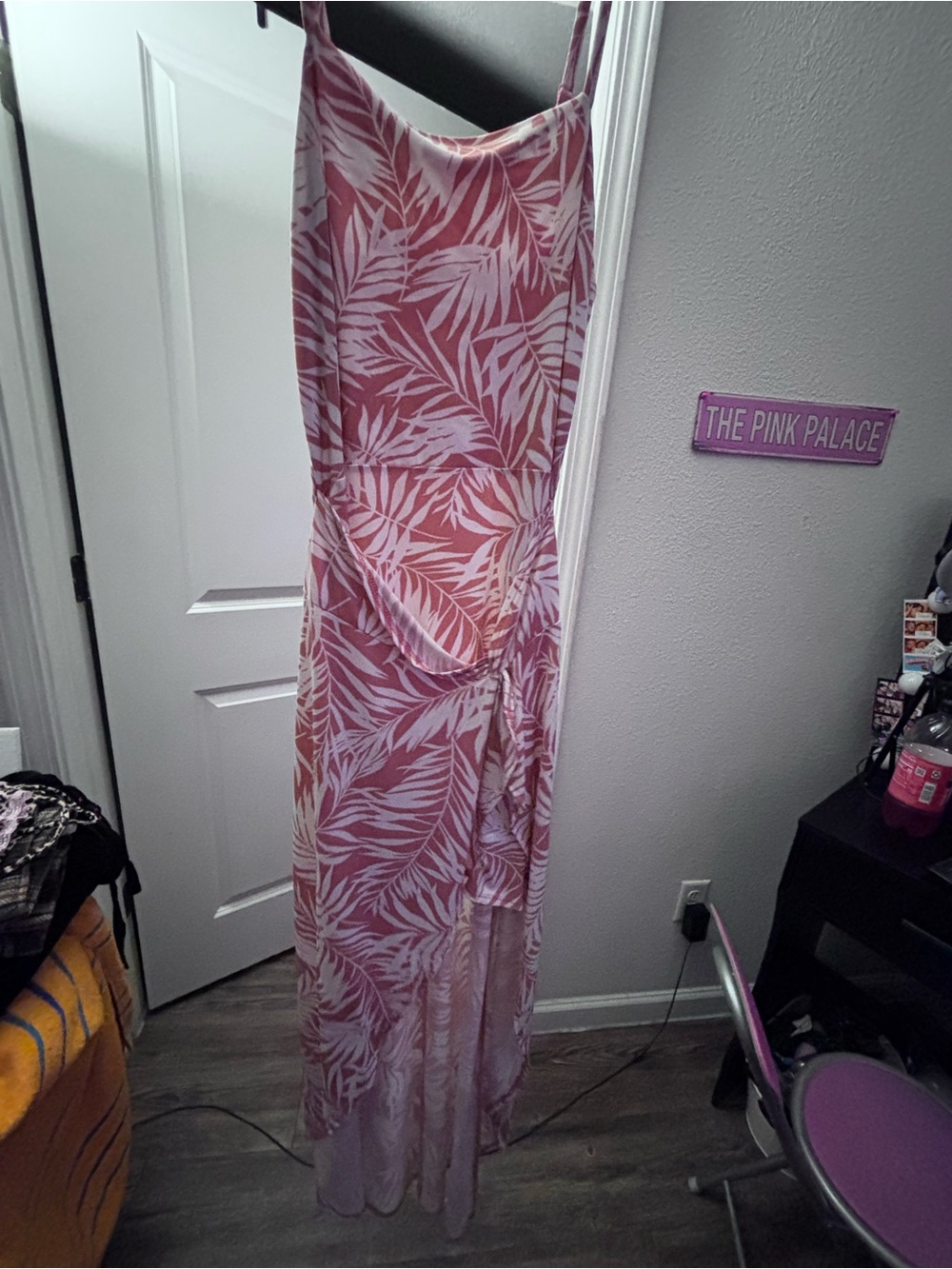 Pink and White Tropical Print Maxi Dress - Picture 2 of 2